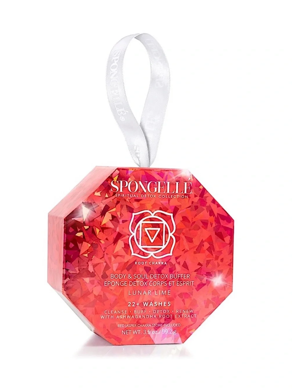Spongelle Spiritual Detox Buffer Lunar Lime with Red Jasper Root Chakra Stone